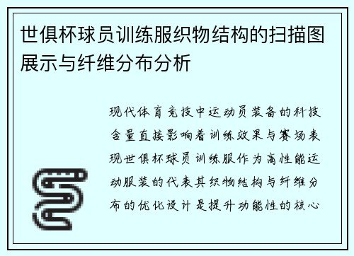 世俱杯球员训练服织物结构的扫描图展示与纤维分布分析
